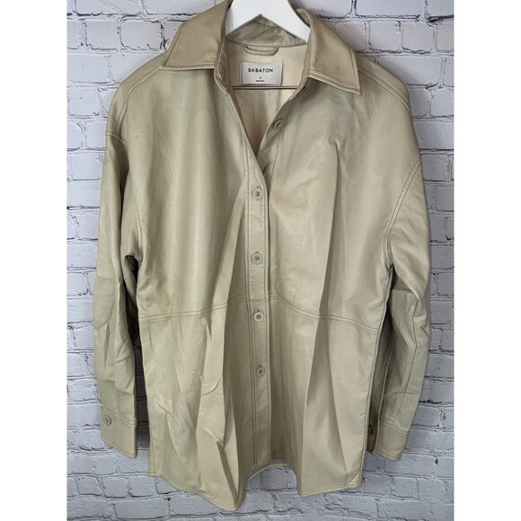 BABATON Women’s Cream Shirt Jacket Faux Leather Size Small - Picture 1 of 6